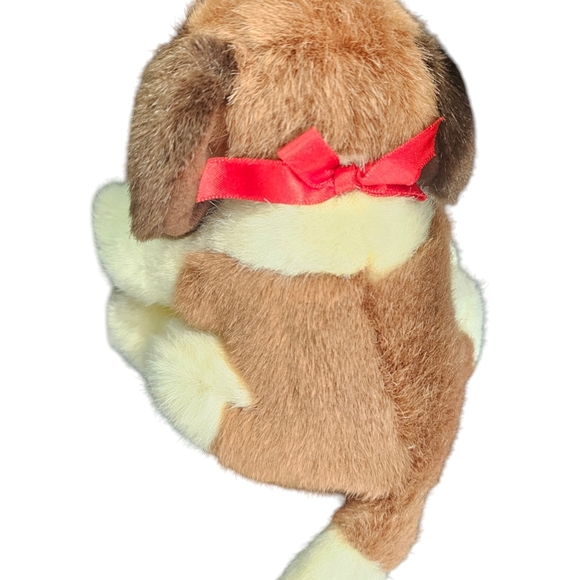 Vintage Duke Plush Dog Toy with Barrel - Cream and Brown - Picture 4 of 4